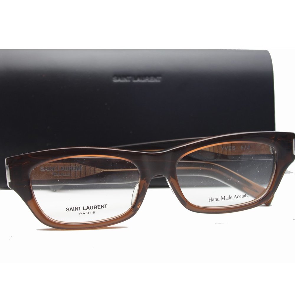 NEW YVES SAINT LAURENT YSL 5 /J 52/17/145 CLEAR BROWN EYEGLASSES